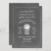Chalkboard & Baby's Breath Mason Jar Wedding Kaart (Voorkant / Achterkant)