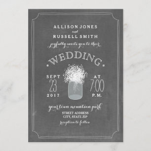 Chalkboard & Baby's Breath Mason Jar Wedding Kaart