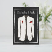 Chalkboard Bachelor Party Invitation White Tuxedo Kaart (Staand voorkant)