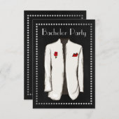Chalkboard Bachelor Party Invitation White Tuxedo Kaart (Voorkant / Achterkant)