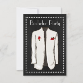 Chalkboard Bachelor Party Invitation White Tuxedo Kaart