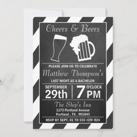 Chalkboard Bachelor Party Kaart (Voorkant)