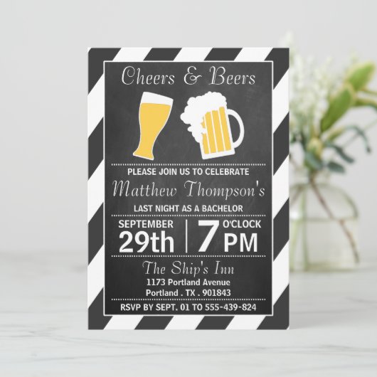 Chalkboard Bachelor Party Kaart (Staand voorkant)