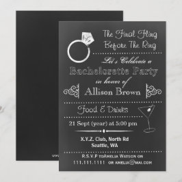 Chalkboard Bachelorette Party-uitnodigingen Kaart