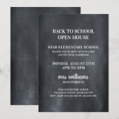 Chalkboard Back to School Open House Invitation Kaart (Voorkant / Achterkant)