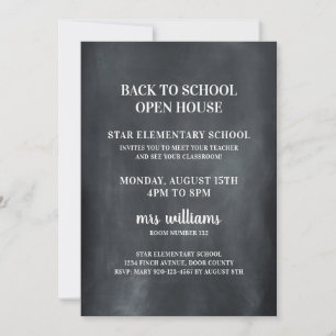 Chalkboard Back to School Open House Invitation Kaart