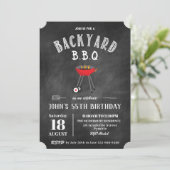 Chalkboard Backyard Barbecue BBQ Birthday Party Kaart (Staand voorkant)