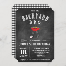 Chalkboard Backyard Barbecue BBQ Birthday Party Kaart