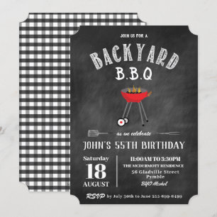 Chalkboard Backyard Barbecue BBQ Birthday Party Kaart