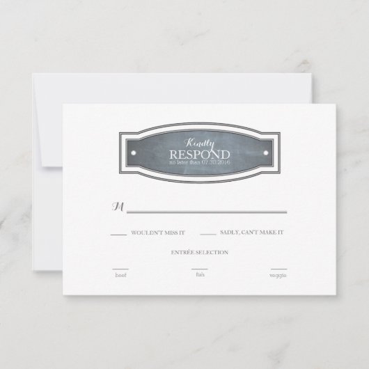 Chalkboard Badge-reactiekaart RSVP Kaartje (Voorkant)