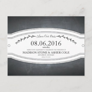 Chalkboard Badge Save-the-Date Card Save The Date