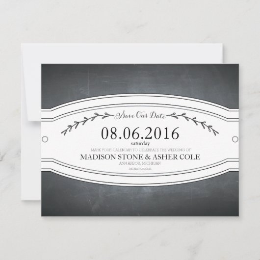 Chalkboard Badge Save-the-Date Card Save The Date (Voorkant)