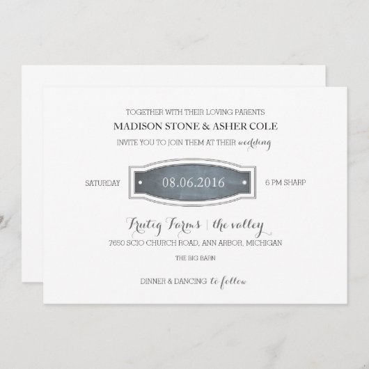 Chalkboard Badge Wedding Uitnodiging (Voorkant / Achterkant)