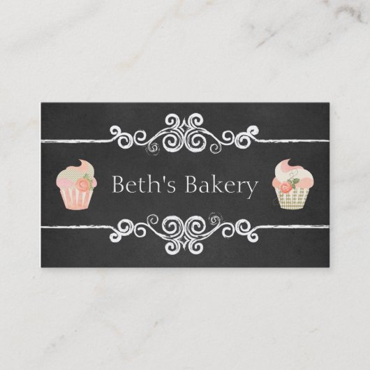 Chalkboard Bakery Cupcake Visitekaartje (Voorkant)