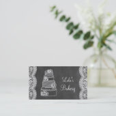 Chalkboard Bakery-Visitekaartje met Cake en Lace Visitekaartje (Staand voorkant)