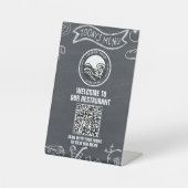 Chalkboard Banner Restaurant Menu QR Code Reclamebord Met Voetstuk (Voorkant)