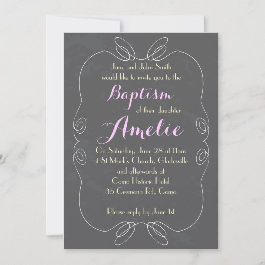 Chalkboard Baptism Christening Invitations Kaart (Voorkant)