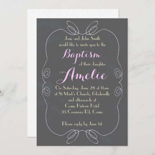 Chalkboard Baptism Christening Invitations Kaart (Voorkant / Achterkant)