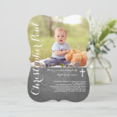 Chalkboard Baptism Photo Invitation Kaart (Staand voorkant)