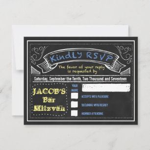 CHALKBOARD Bar Mitzvah Uitnodigingskaart RSVP Kaartje