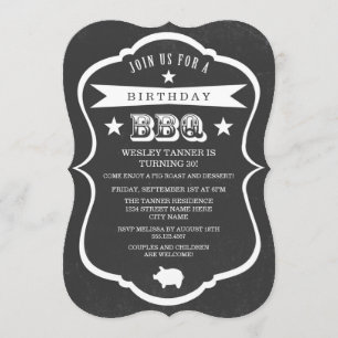 Chalkboard Barbecue Birthday Party Invitation Kaart