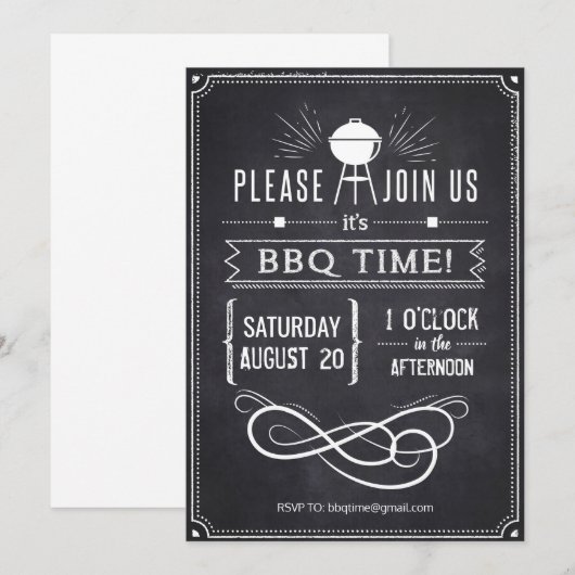 Chalkboard Barbecue Invite Kaart (Voorkant / Achterkant)