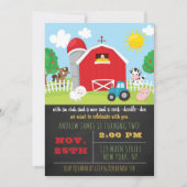 Chalkboard Barnyard Farm Dieren Verjaardagsfeest Kaart (Voorkant)