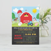 Chalkboard Barnyard Farm Dieren Verjaardagsfeest Kaart (Staand voorkant)