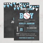 Chalkboard Baseball Baby Shower-uitnodigingen - Bl Kaart (Voorkant / Achterkant)