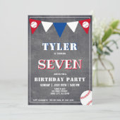 Chalkboard Baseball Birthday Invitation Birthday Kaart (Staand voorkant)