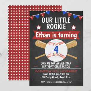 Chalkboard Baseball Birthday Invitation Kaart