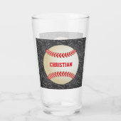 Chalkboard Baseball Pattern met naam en honkbal Glas (Achterkant)