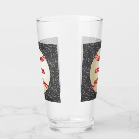 Chalkboard Baseball Pattern met naam en honkbal Glas (Links)