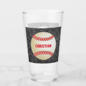 Chalkboard Baseball Pattern met naam en honkbal Glas (Voorkant)
