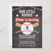 Chalkboard Baseball Verjaardag Uitnodiging (Voorkant)