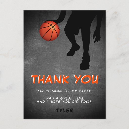 Chalkboard Basketball Birthday Foto Dank u Briefkaart (Voorkant)