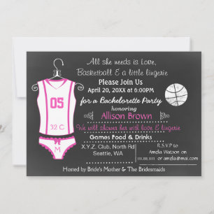 Chalkboard Basketball Lingerie Shower Bachelorette Kaart
