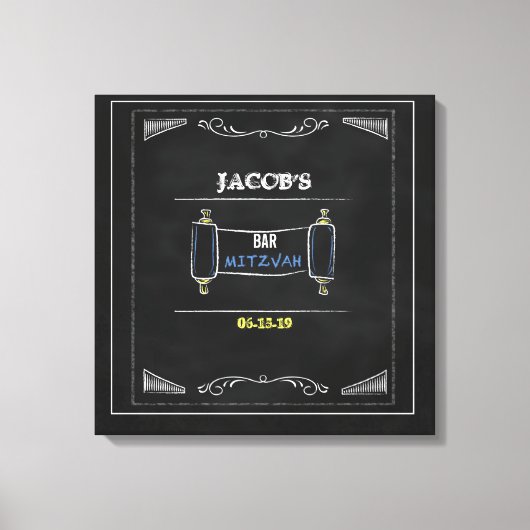 CHALKBOARD Bat Bar Mitzvah Sign In Board Canvas Afdruk (Voorkant)