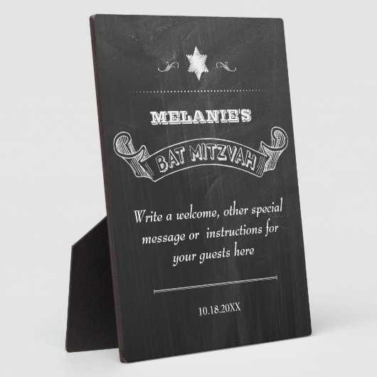 Chalkboard Bat Mitzvah Fotoplaat (Zijkant)