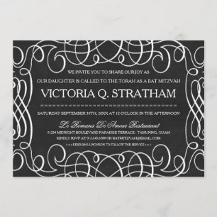 Chalkboard Bat Mitzvah Invites Kaart