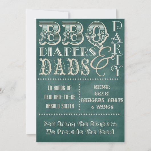 Chalkboard BBQ-diapers en Dads-Baby shower Kaart (Voorkant)