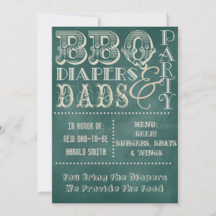 Chalkboard BBQ-diapers en Dads-Baby shower Kaart