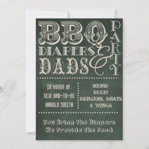 Chalkboard BBQ-diapers en Dads-Baby shower Kaart