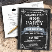 Chalkboard BBQ Party Afstuderen Invitation Briefkaart