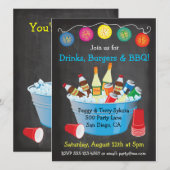 Chalkboard BBQ Party Drinken Kaart (Voorkant / Achterkant)