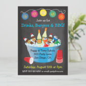 Chalkboard BBQ Party Drinken Kaart (Staand voorkant)