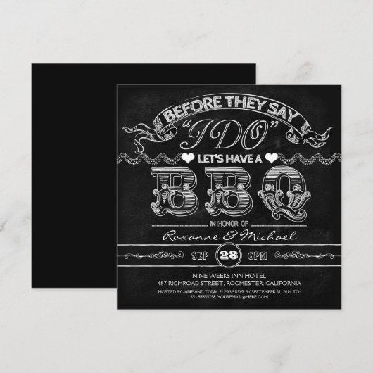 Chalkboard BBQ stijlvol modern repetitie diner Kaart (Voorkant / Achterkant)