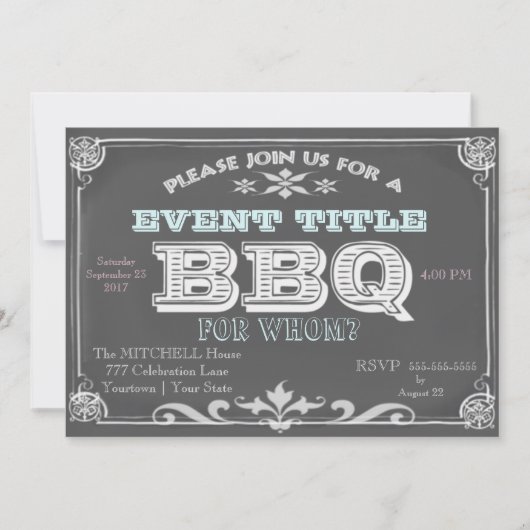 Chalkboard BBQ-uitnodigingen Kaart (Voorkant)