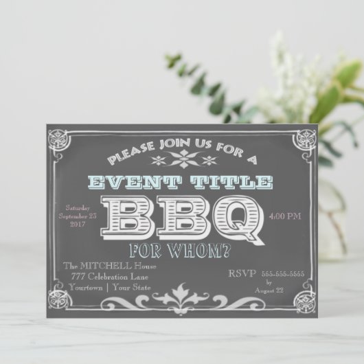 Chalkboard BBQ-uitnodigingen Kaart (Staand voorkant)