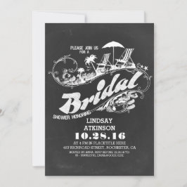 Chalkboard Beach Bruids Douche Uitnodigingen